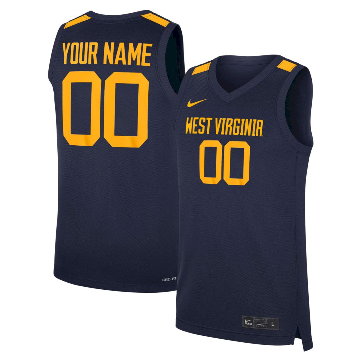Custom West Virginia Mountaineers Basketball Navy Away Jersey - All Stitched