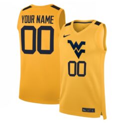 Custom West Virginia Mountaineers Basketball Gold Alternate Jersey - All Stitched