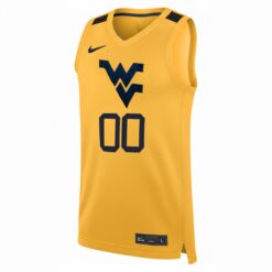 Alternative view of Custom West Virginia Mountaineers Basketball Gold Alternate Jersey - All Stitched