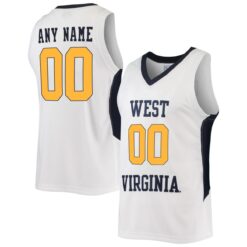 Custom West Virginia Mountaineers Basketball White Commemorative Classic Jersey - All Stitched