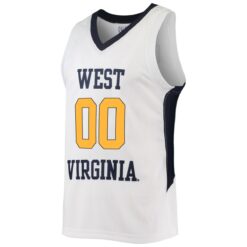 Alternative view of Custom West Virginia Mountaineers Basketball White Commemorative Classic Jersey - All Stitched