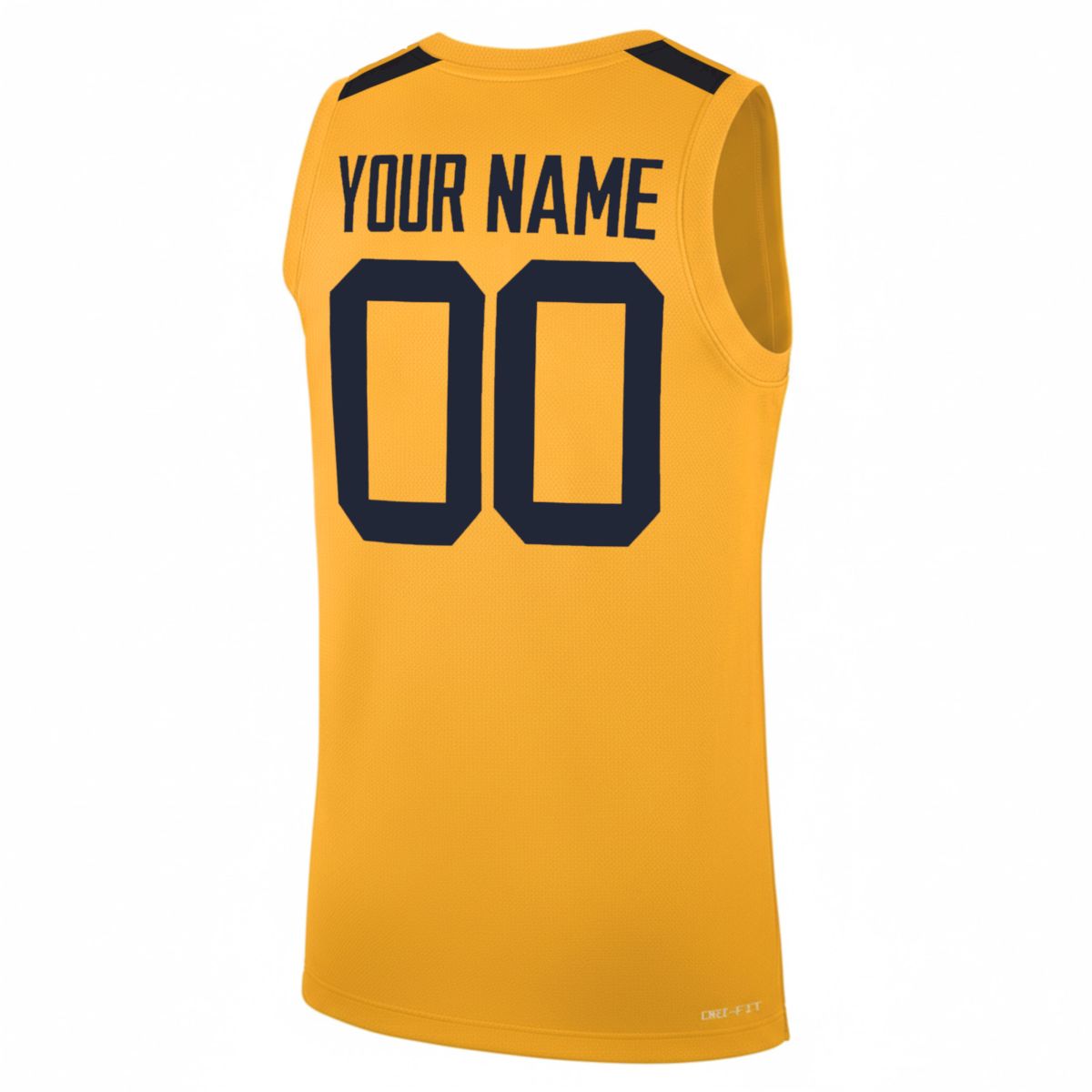 Custom West Virginia Mountaineers Basketball Gold Alternate Jersey w/ XII Patch - All Stitched - Image 3