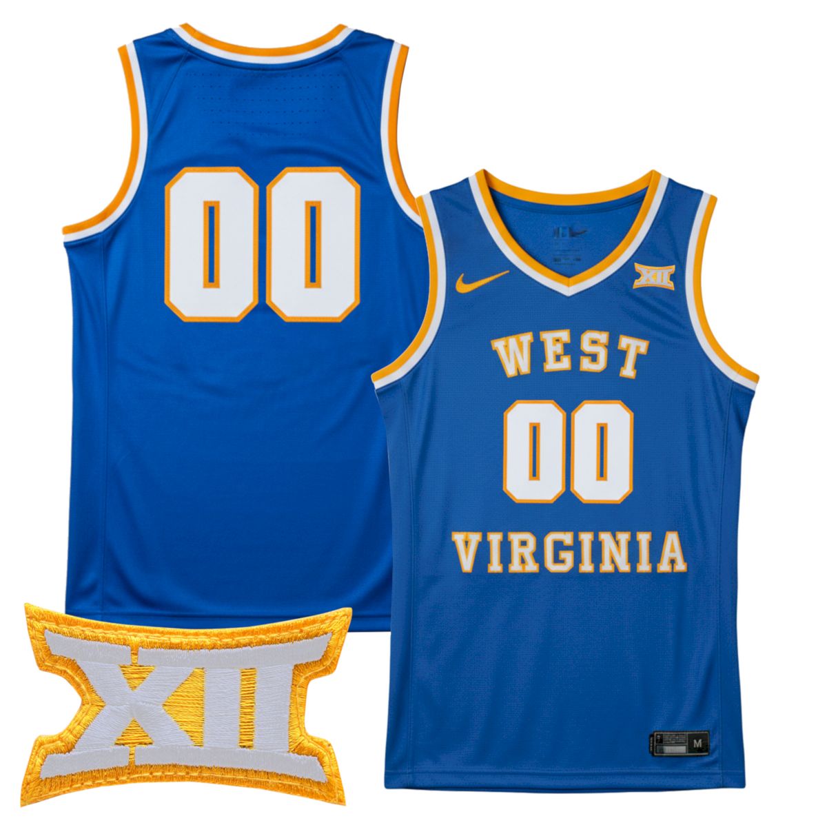 Custom West Virginia Mountaineers Basketball Royal Blue Throwback Jersey w/ XII Patch - All Stitched