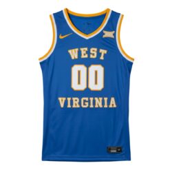 Alternative view of Custom West Virginia Mountaineers Basketball Royal Blue Throwback Jersey w/ XII Patch - All Stitched