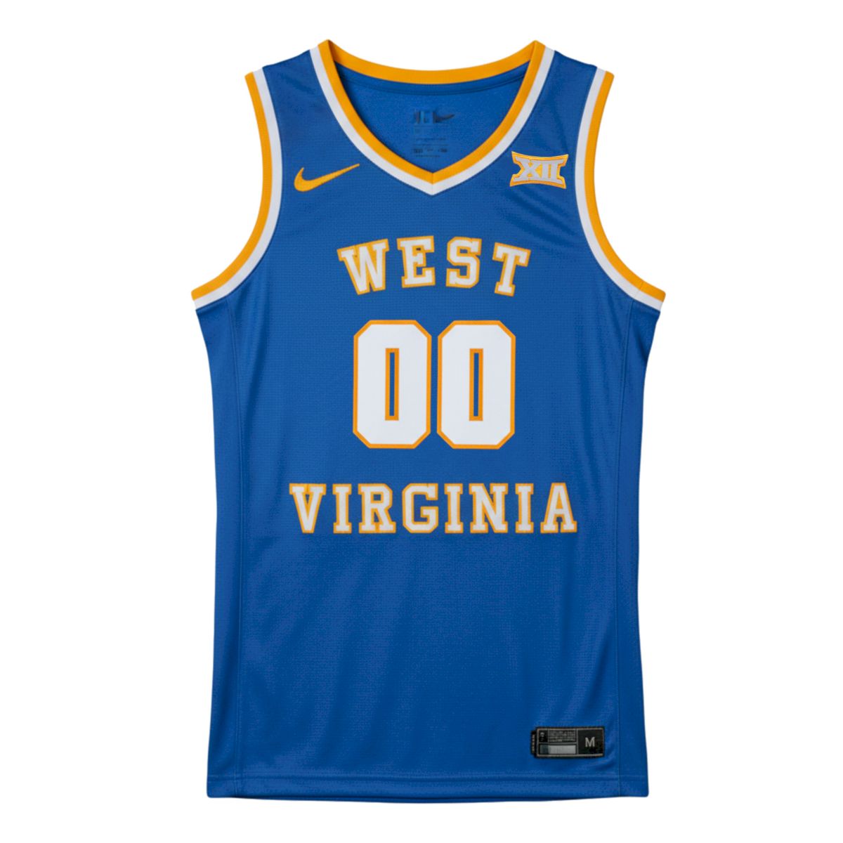 Custom West Virginia Mountaineers Basketball Royal Blue Throwback Jersey w/ XII Patch - All Stitched - Image 2