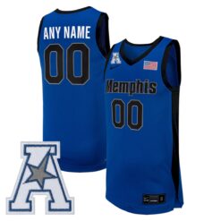 Custom Memphis Tigers Basketball Royal Blue Away Jersey w/ AAC Patch - All Stitched