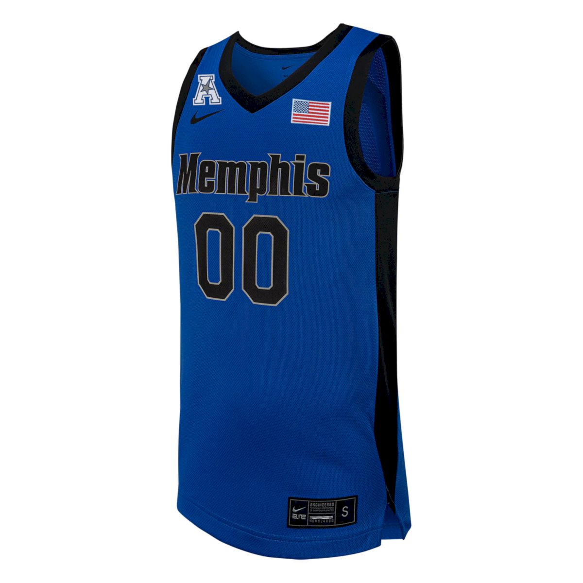 Custom Memphis Tigers Basketball Royal Blue Away Jersey w/ AAC Patch - All Stitched - Image 2