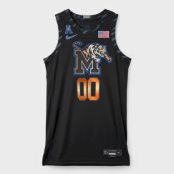 Alternative view of Custom Memphis Tigers Basketball Black Alternate Jersey w/ AAC Patch - All Stitched