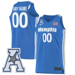 Custom Memphis Tigers Basketball Royal Blue Jersey w/ AAC Patch - All Stitched