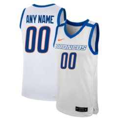 Custom Boise State Broncos Basketball White Retro Throwback Jersey - All Stitched