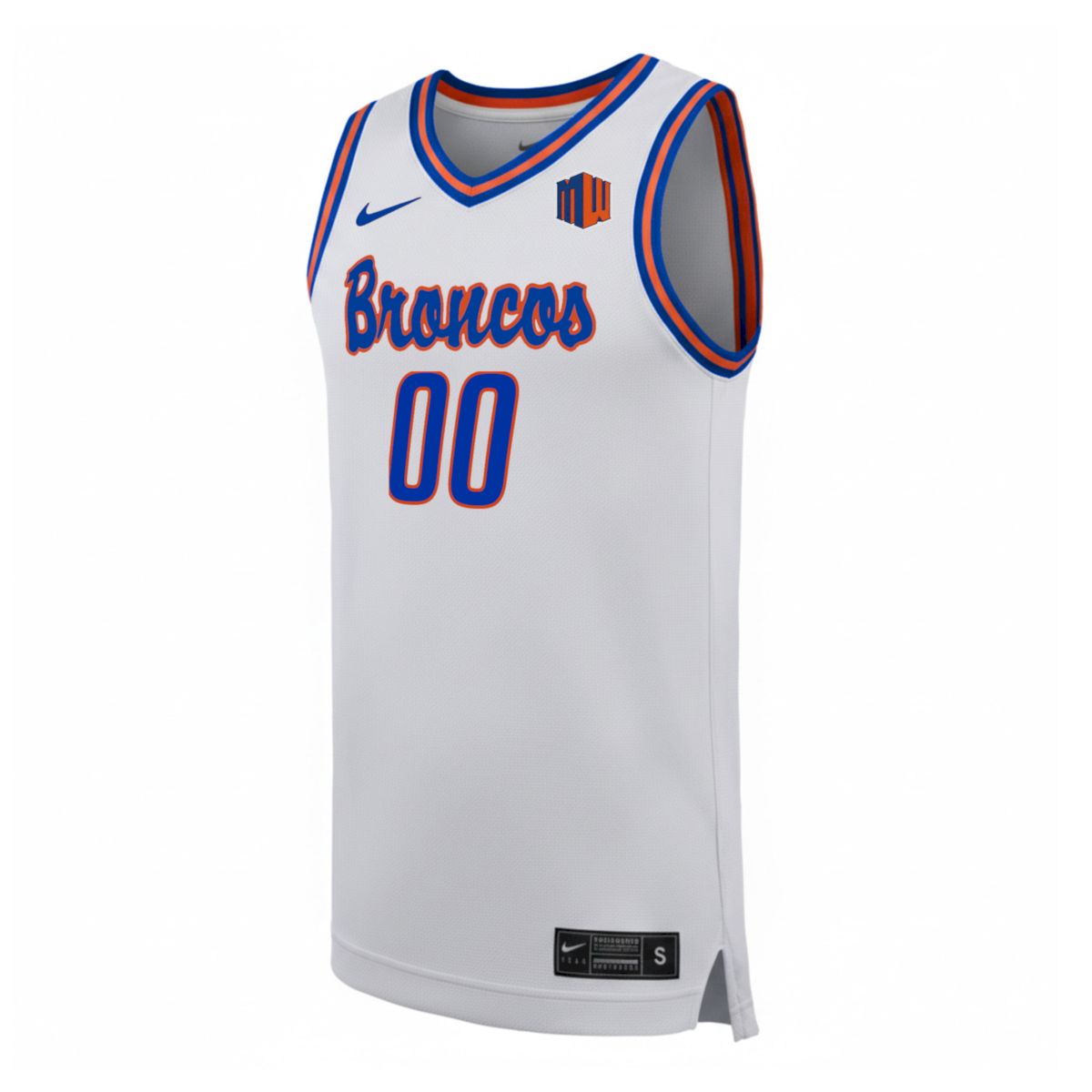 Custom Boise State Broncos Basketball 2025/26 White Away Jersey w/ MW Patch - All Stitched - Image 2