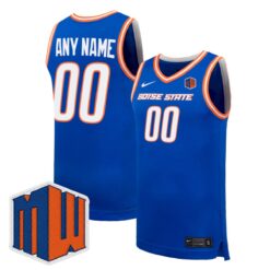 Custom Boise State Broncos Basketball 2025/26 Royal Alternate Jersey w/ MW Patch - All Stitched