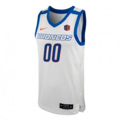 Alternative view of Custom Boise State Broncos Basketball White Retro Throwback Jersey w/ MW Patch - All Stitched