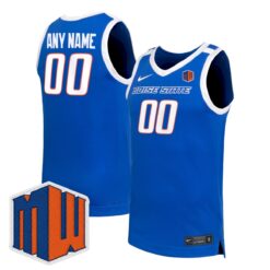 Custom Boise State Broncos Basketball Royal Retro Throwback Jersey w/ MW Patch - All Stitched