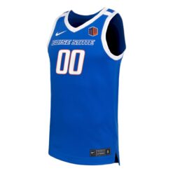 Alternative view of Custom Boise State Broncos Basketball Royal Retro Throwback Jersey w/ MW Patch - All Stitched