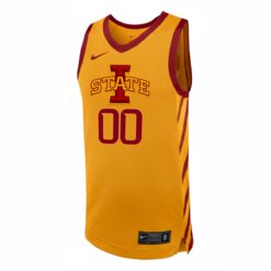 Alternative view of Custom Iowa State Cyclones Basketball Gold Alternate Jersey - All Stitched