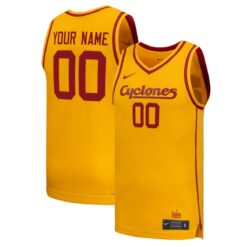 Custom Iowa State Cyclones Basketball Gold 2nd Alternate Jersey - All Stitched