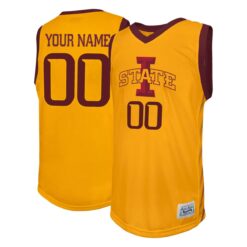 Custom Iowa State Cyclones Basketball Gold Retro Throwback Jersey - All Stitched