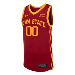 Alternative view of Custom Iowa State Cyclones Basketball Cardinal Away Jersey w/ XII Patch - All Stitched