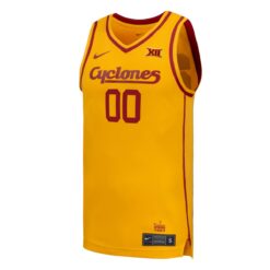 Alternative view of Custom Iowa State Cyclones Basketball Gold 2nd Alternate Jersey w/ XII Patch - All Stitched