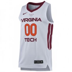 Alternative view of Custom Virginia Tech Hokies Basketball White Home Jersey - All Stitched