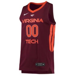 Alternative view of Custom Virginia Tech Hokies Basketball Maroon Away Jersey - All Stitched