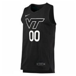 Alternative view of Custom Virginia Tech Hokies Basketball Black Alternate Jersey - All Stitched