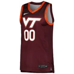 Alternative view of Custom Virginia Tech Hokies Basketball Maroon Jersey - All Stitched