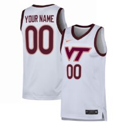 Custom Virginia Tech Hokies Basketball White Jersey - All Stitched