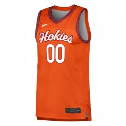 Alternative view of Custom Virginia Tech Hokies Basketball Orange Jersey - All Stitched