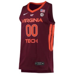 Alternative view of Custom Virginia Tech Hokies Basketball Maroon Away Jersey w/ ACC Patch - All Stitched
