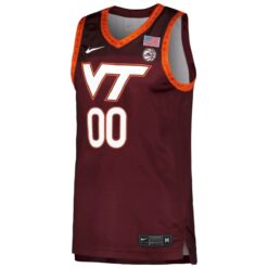 Alternative view of Custom Virginia Tech Hokies Basketball Maroon Jersey w/ ACC Patch - All Stitched
