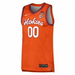 Alternative view of Custom Virginia Tech Hokies Basketball 50th Anniversary Orange Jersey - All Stitched