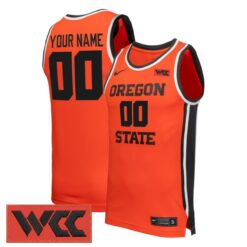 Custom Oregon State Beavers Basketball Orange Away Jersey w/ WCC Patch - All Stitched