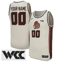 Custom Oregon State Beavers Basketball Natural Home Alternate Jersey w/ WCC Patch - All Stitched