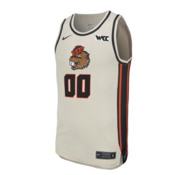 Alternative view of Custom Oregon State Beavers Basketball Natural Home Alternate Jersey w/ WCC Patch - All Stitched