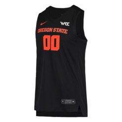 Alternative view of Custom Oregon State Beavers Basketball Black Jersey w/ WCC Patch - All Stitched