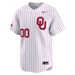 Alternative view of Custom Oklahoma Sooners Baseball White Pinstripe Limited Jersey - All Stitched