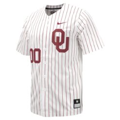 Alternative view of Custom Oklahoma Sooners Baseball White Pinstripe Game Jersey - All Stitched