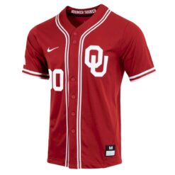 Alternative view of Custom Oklahoma Sooners Baseball Crimson Game Jersey - All Stitched