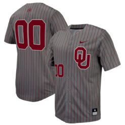 Custom Oklahoma Sooners Baseball Grey Pinstripe Game Jersey - All Stitched