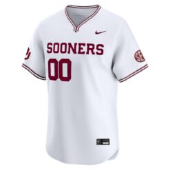 Alternative view of Custom Oklahoma Sooners Baseball White Limited Jersey w/ SEC Patch - All Stitched