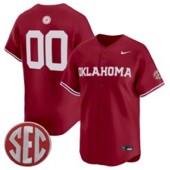Custom Oklahoma Sooners Baseball Crimson Limited Jersey w/ SEC Patch - All Stitched