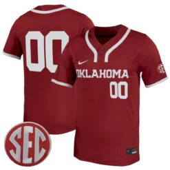 Custom Oklahoma Sooners Baseball Crimson Jersey w/ SEC Patch - All Stitched