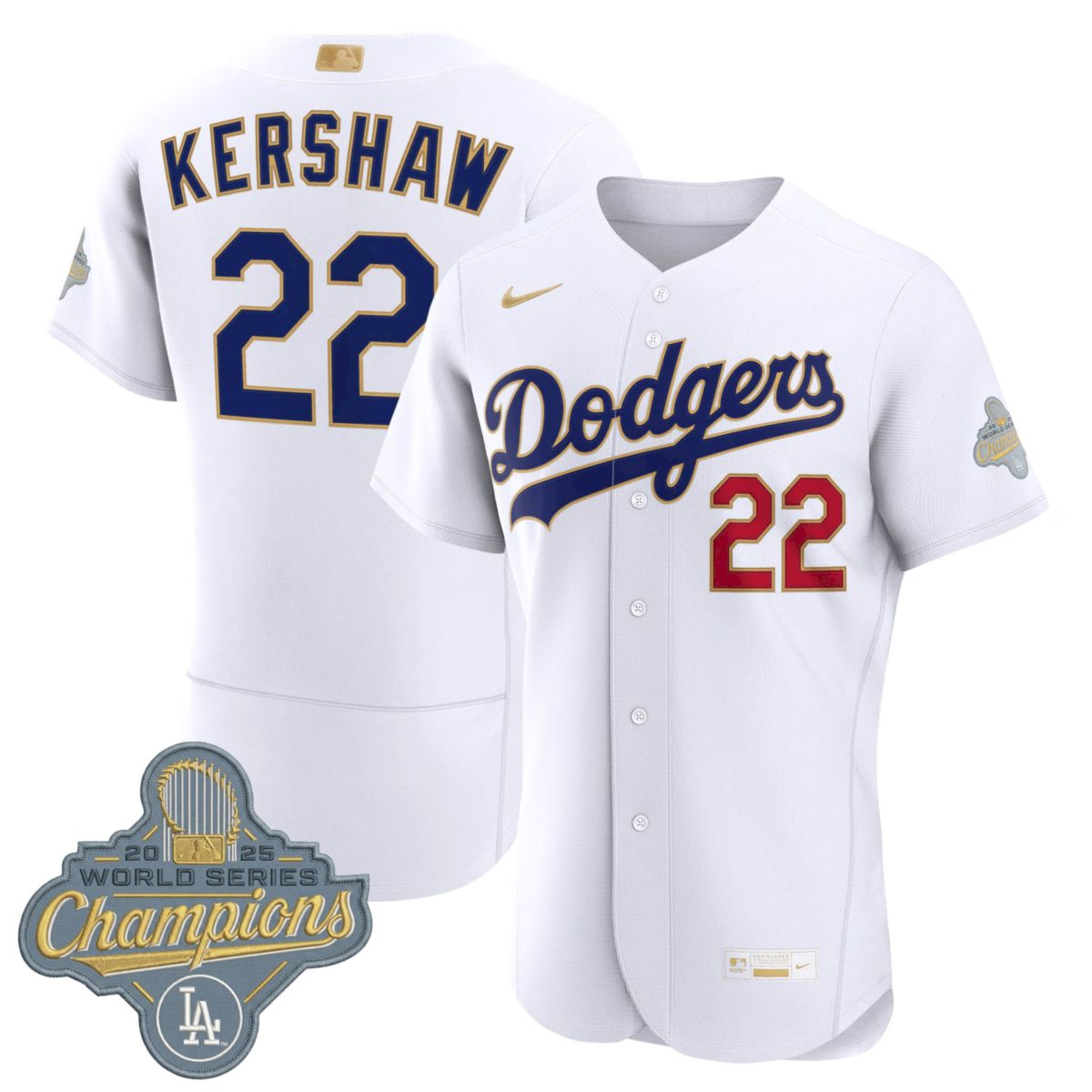 Clayton Kershaw Los Angeles Dodgers White 2026 Gold Collection Limited Jersey - All Stitched