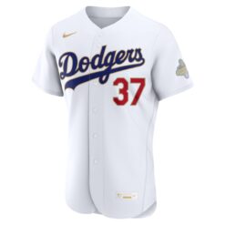 Alternative view of Teoscar Hernández Los Angeles Dodgers White 2026 Gold Collection Limited Jersey - All Stitched
