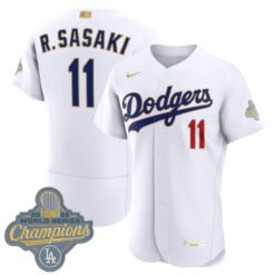 Roki Sasaki Los Angeles Dodgers White 2026 Gold Collection Limited Jersey - All Stitched