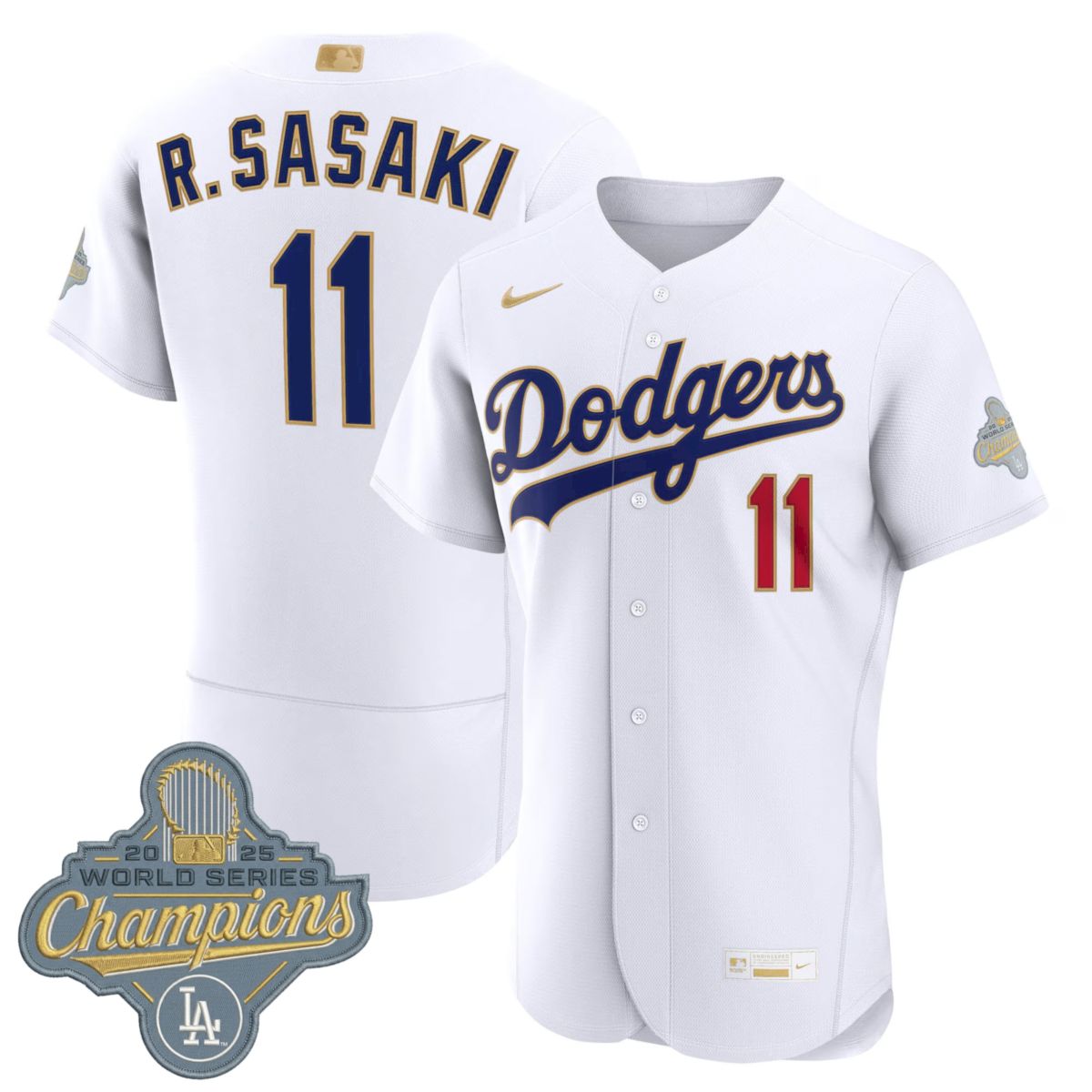 Roki Sasaki Los Angeles Dodgers White 2026 Gold Collection Limited Jersey - All Stitched
