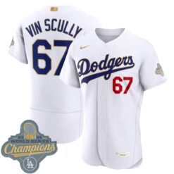 Vin Scully Los Angeles Dodgers White 2026 Gold Collection Limited Jersey - All Stitched