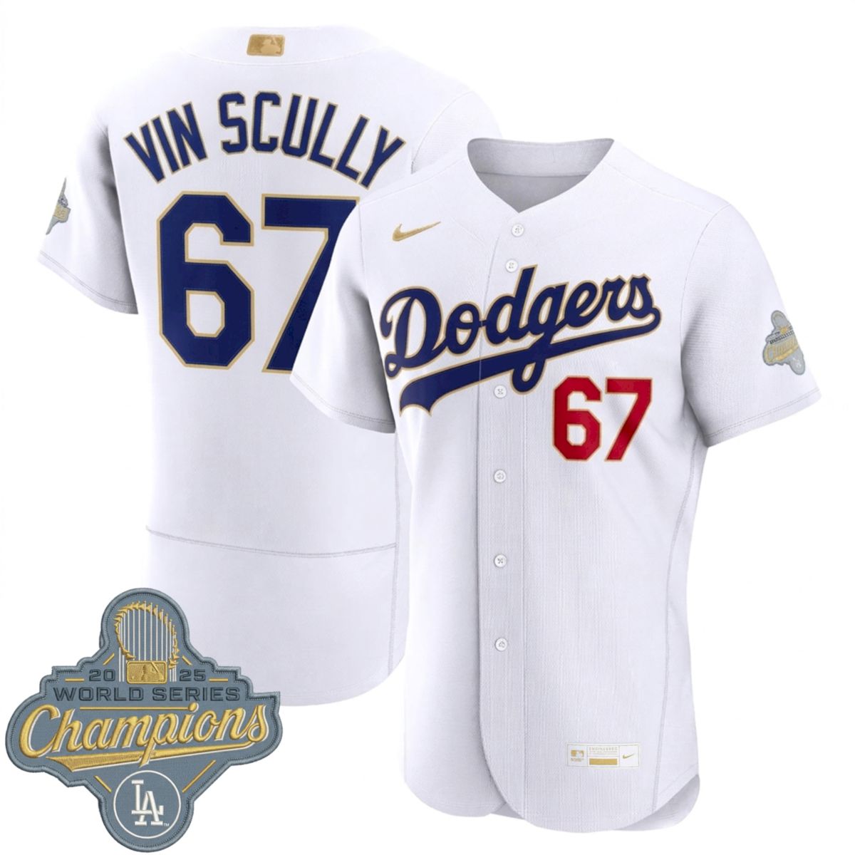 Vin Scully Los Angeles Dodgers White 2026 Gold Collection Limited Jersey - All Stitched